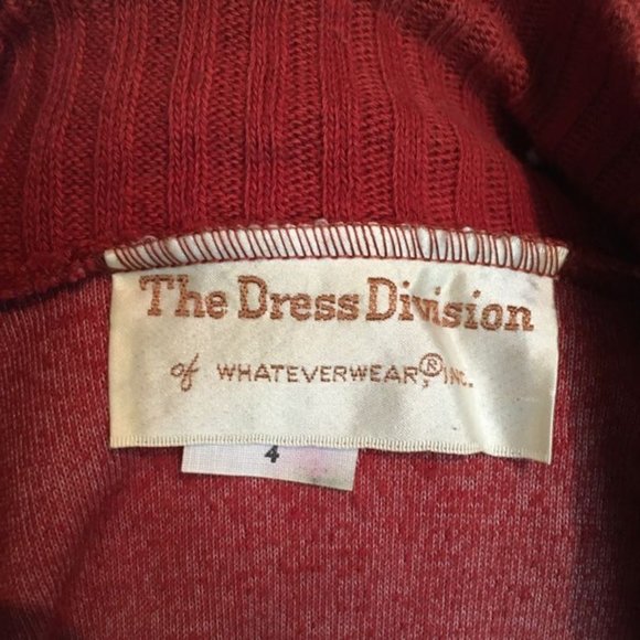 Vintage 70s Rust Orange Velour Dress - Picture 5 of 5